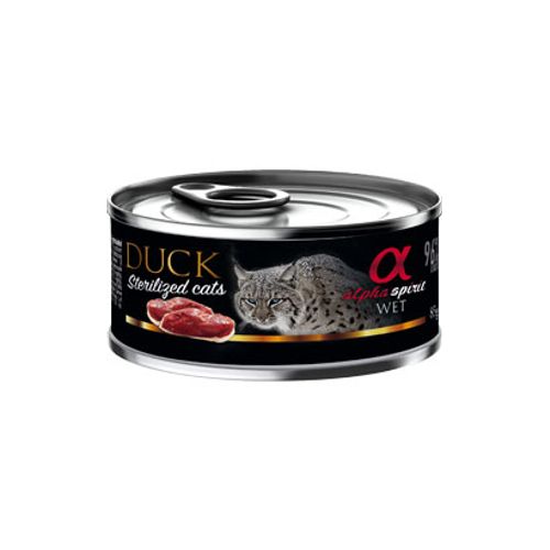 Alpha-Spirit-Gato-Esterilizado-Pato-|-Humido-Lata